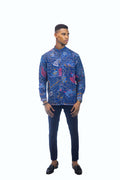 Langarm-Herrenhemd Good Living Blue Stehkragen