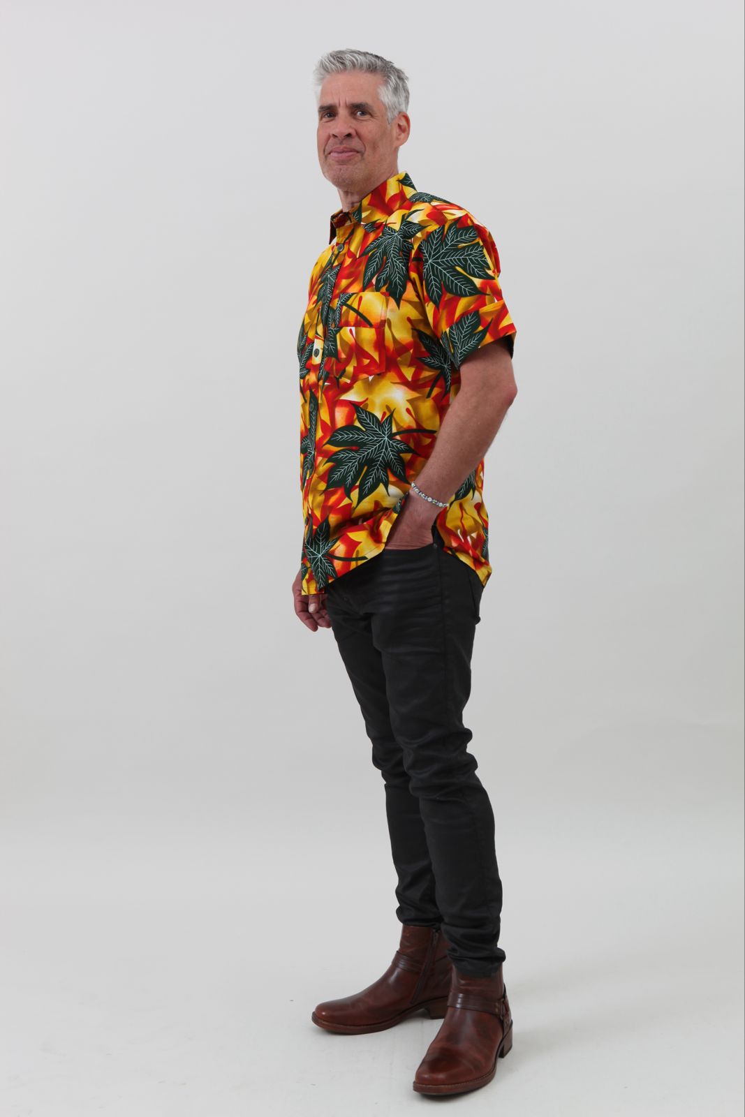 Kurzarm-Herrenhemd Congo Leaves